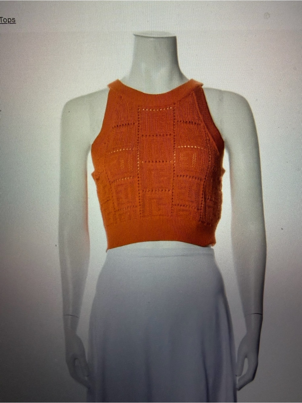 Balmain Orange Knit Cropped Halter Tank